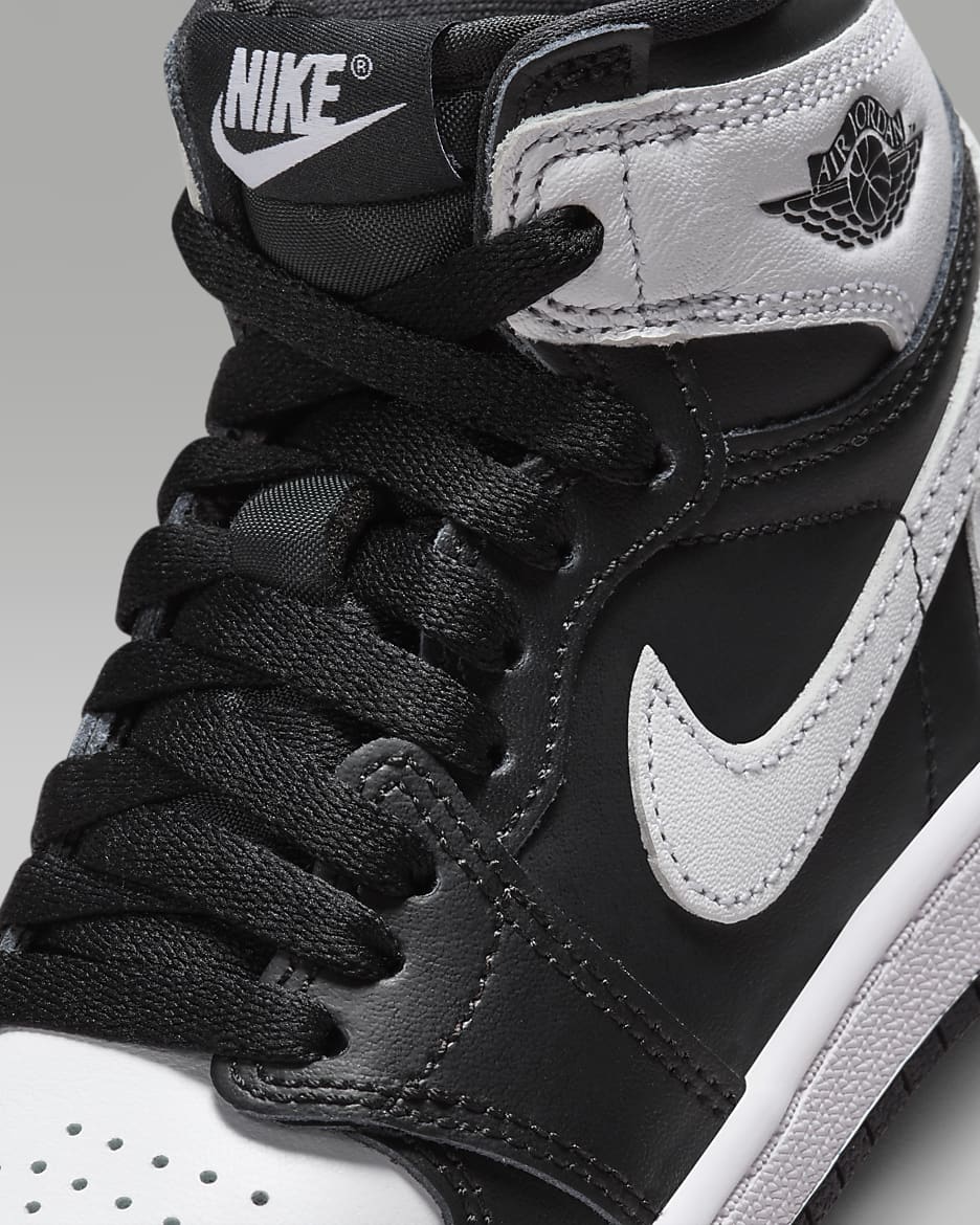 Calzado para ninos de preescolar Jordan 1 Retro High OG Black White Nike MX